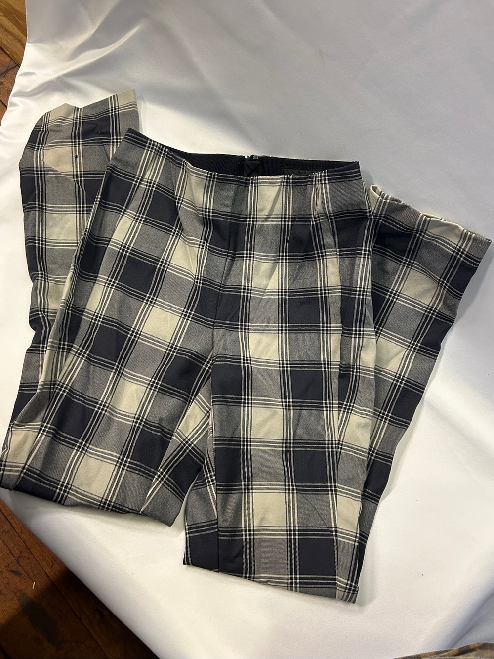 Rag & Bone Plaid stretch legging - gray and Cream